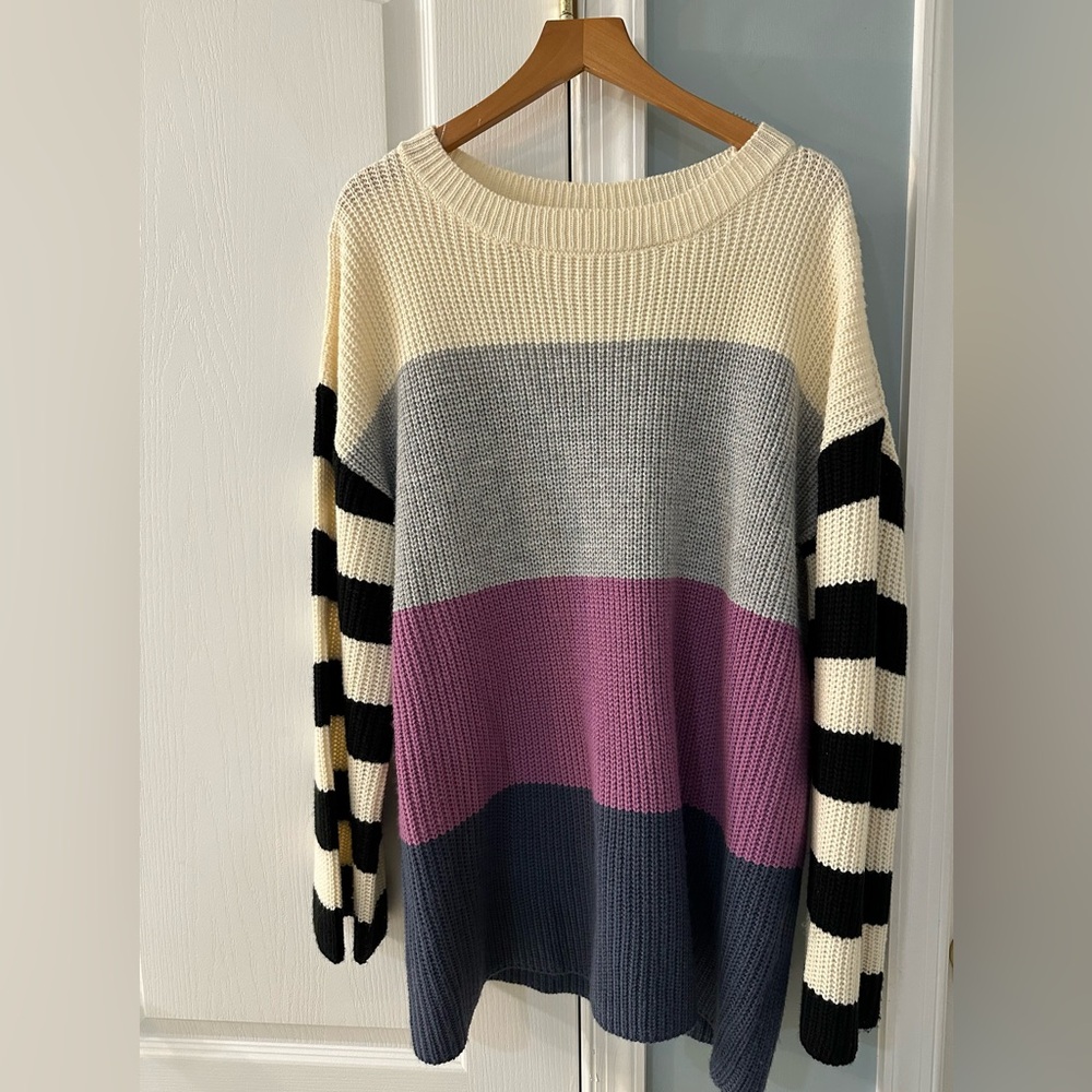143 Story by Line Up oversized long sleeve color blocked L crewneck sweater